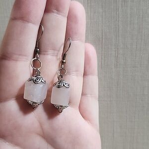 pink and silver earrings